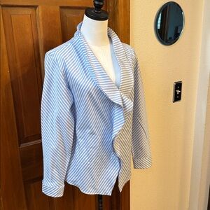 Ralph Lauren Light Blue and White Striped Button Down Shirt Size 12